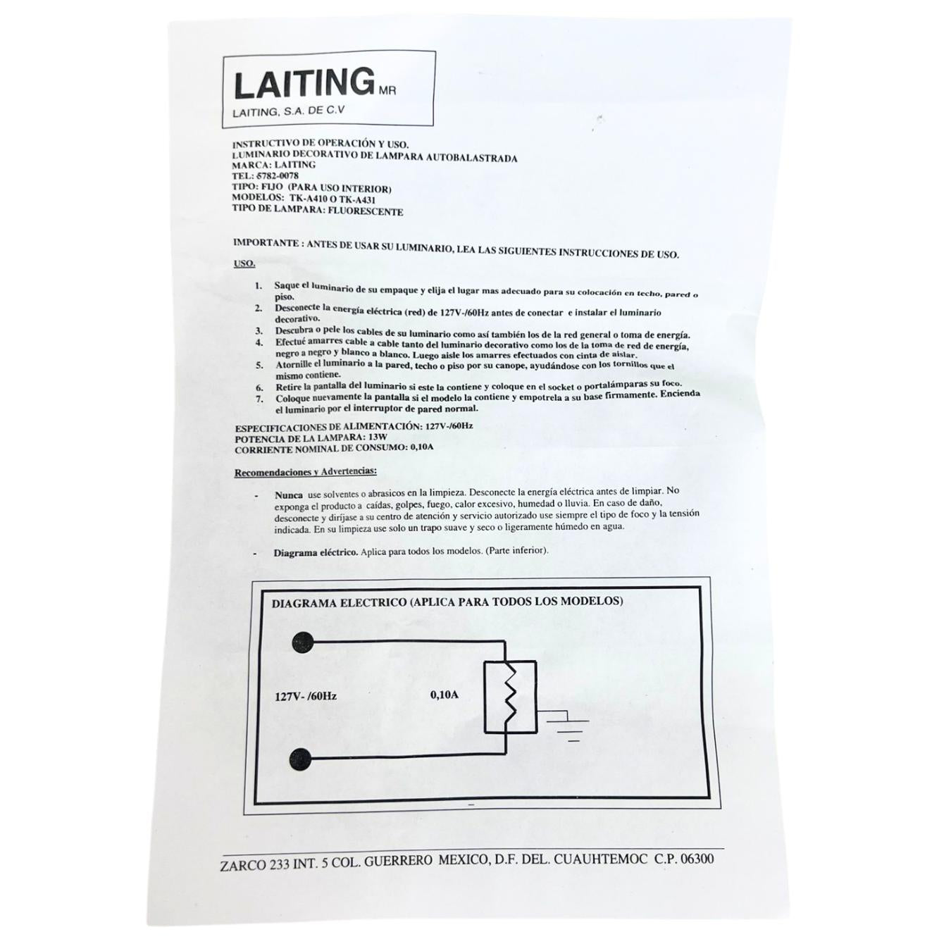 SPOT DE LUZ EMPOTRABLE FLUORESCENTE/ TK-A431