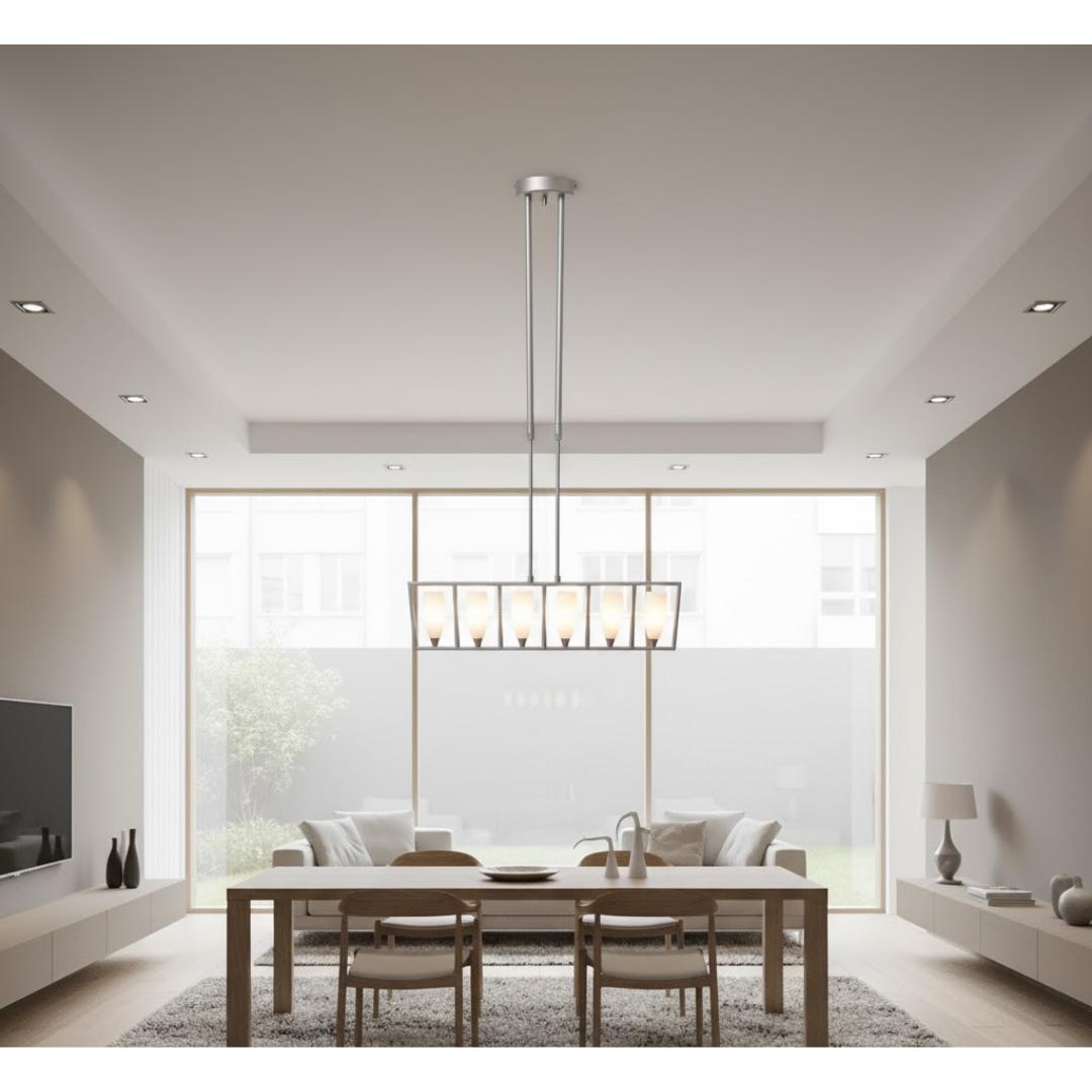 Lámpara Colgante Moderna de 6 Luces | Acabado Níquel / 308 HI TECH
