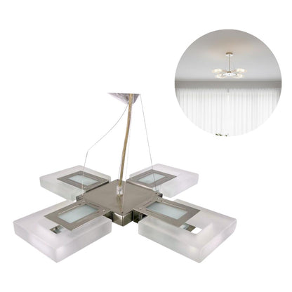 Candil LED Geométrico Cuadrado, Acabado Cromo y Cristal Esmerilado / P-8763-3PG