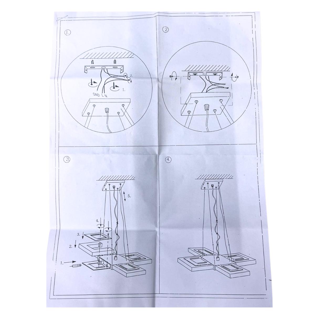 Candil LED Geométrico Cuadrado, Acabado Cromo y Cristal Esmerilado / P-8763-3PG