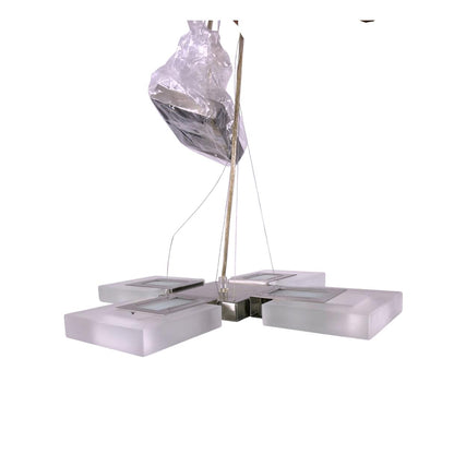 Candil LED Geométrico Cuadrado, Acabado Cromo y Cristal Esmerilado / P-8763-3PG