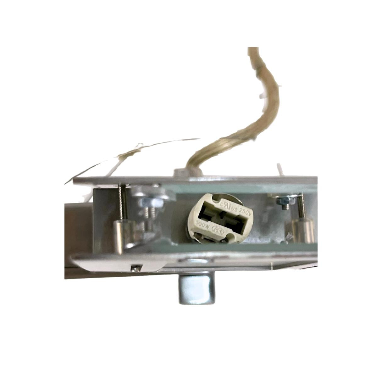 Candil LED Geométrico Cuadrado, Acabado Cromo y Cristal Esmerilado / P-8763-3PG