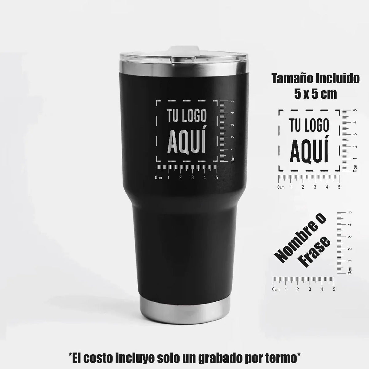 Termos tipo yeti 30 oz color negro con grabado
