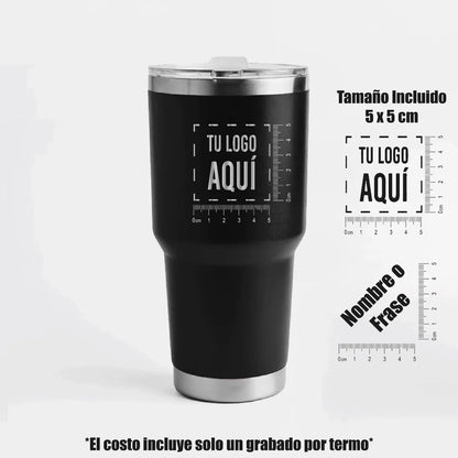 Termos tipo yeti 30 oz color negro con grabado