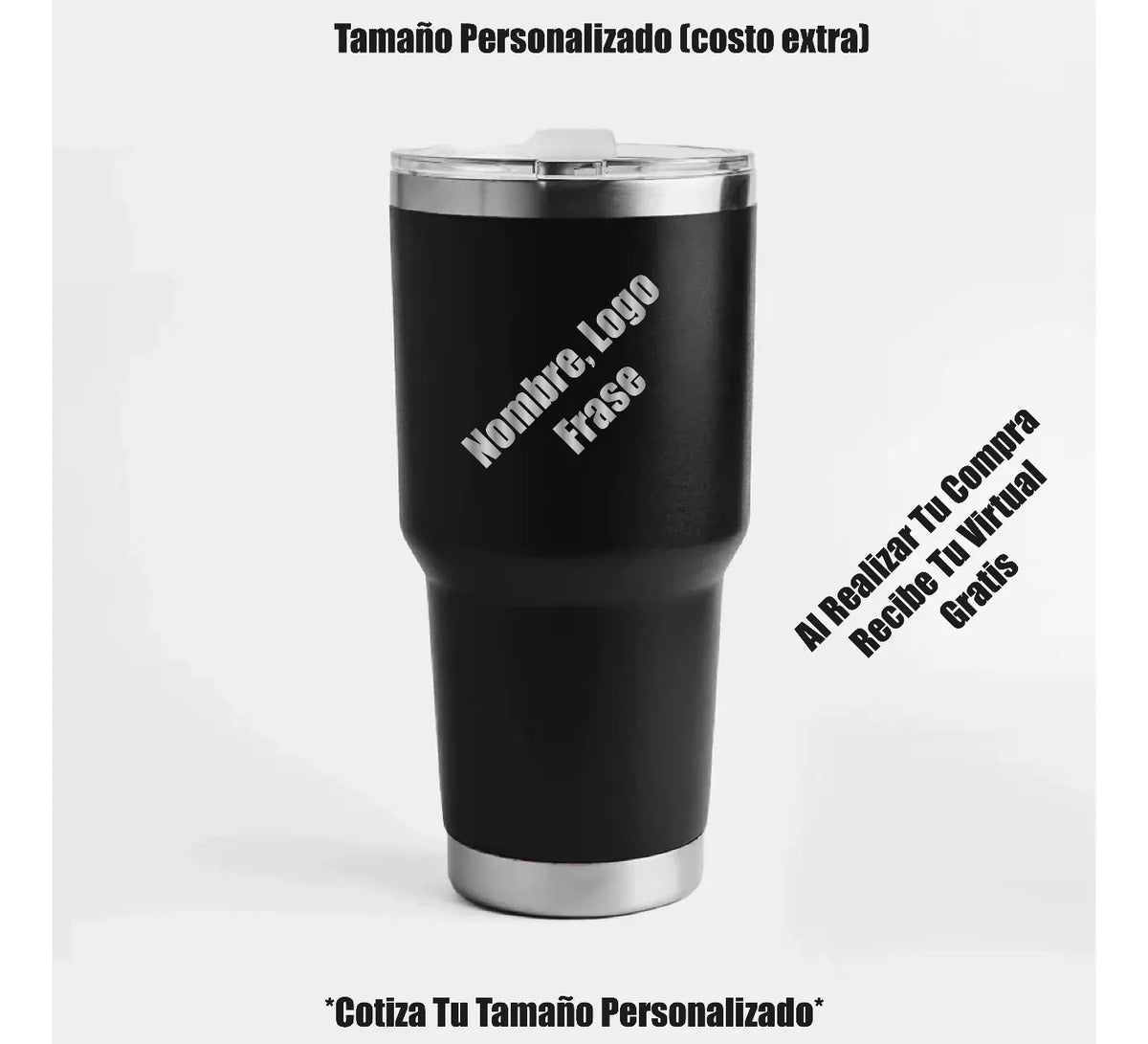 Termos tipo yeti 30 oz color negro con grabado