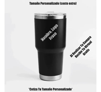 Termos tipo yeti 30 oz color negro con grabado