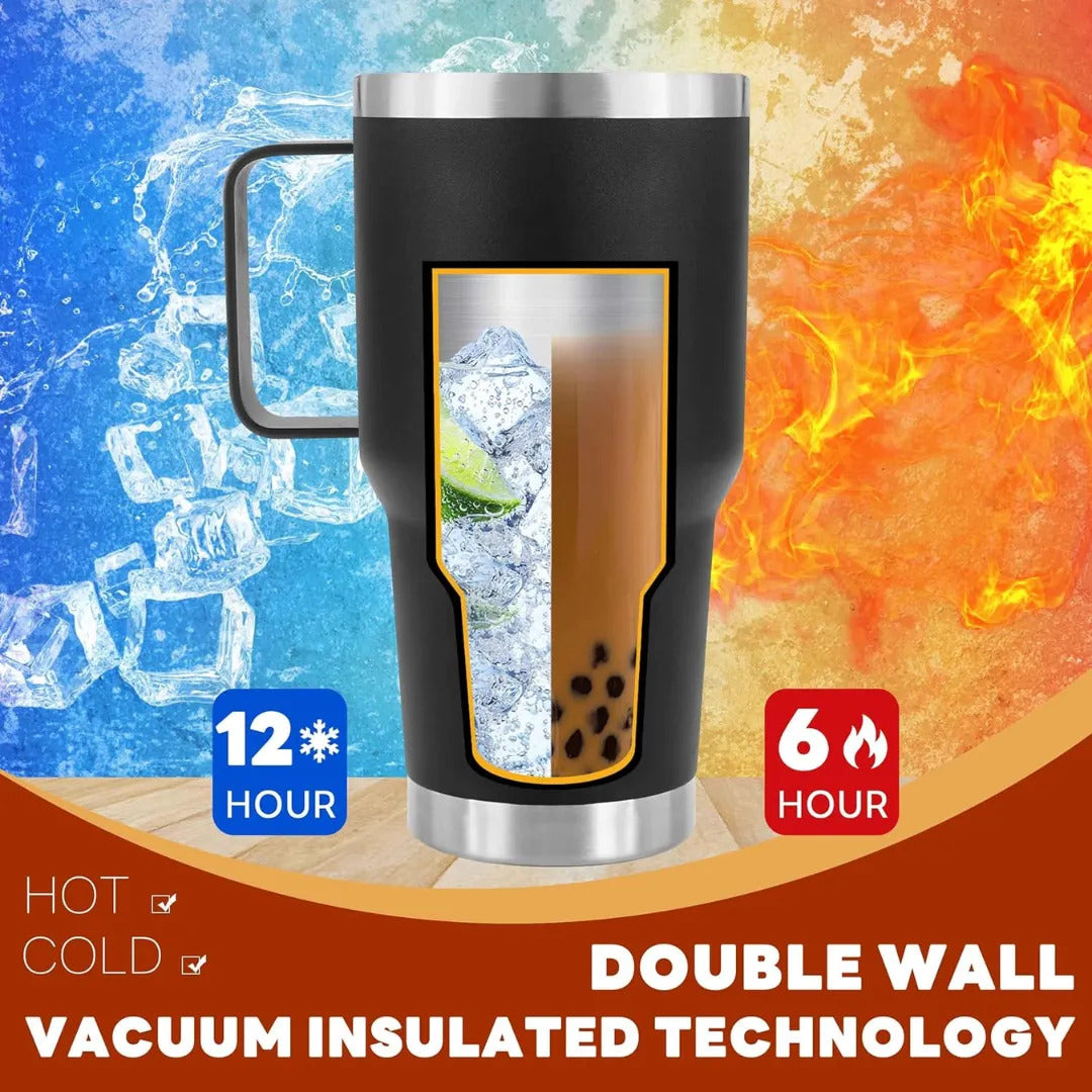 Termo tipo yeti 30 oz con asa color azul