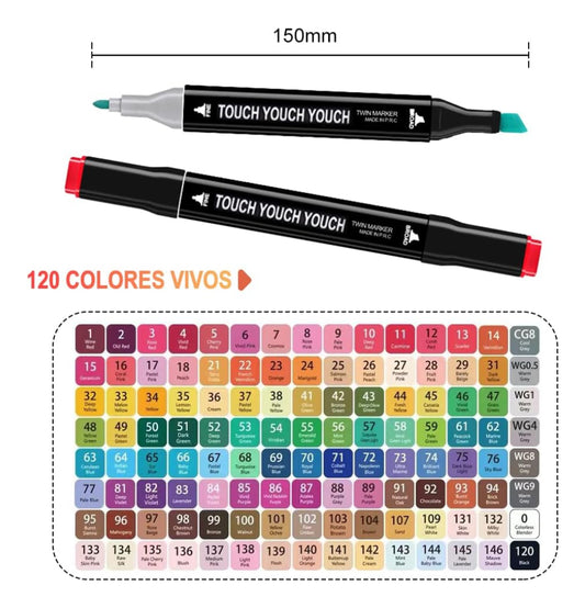 Plumones Doble Punta Pincel 168 Colores Con Estuche