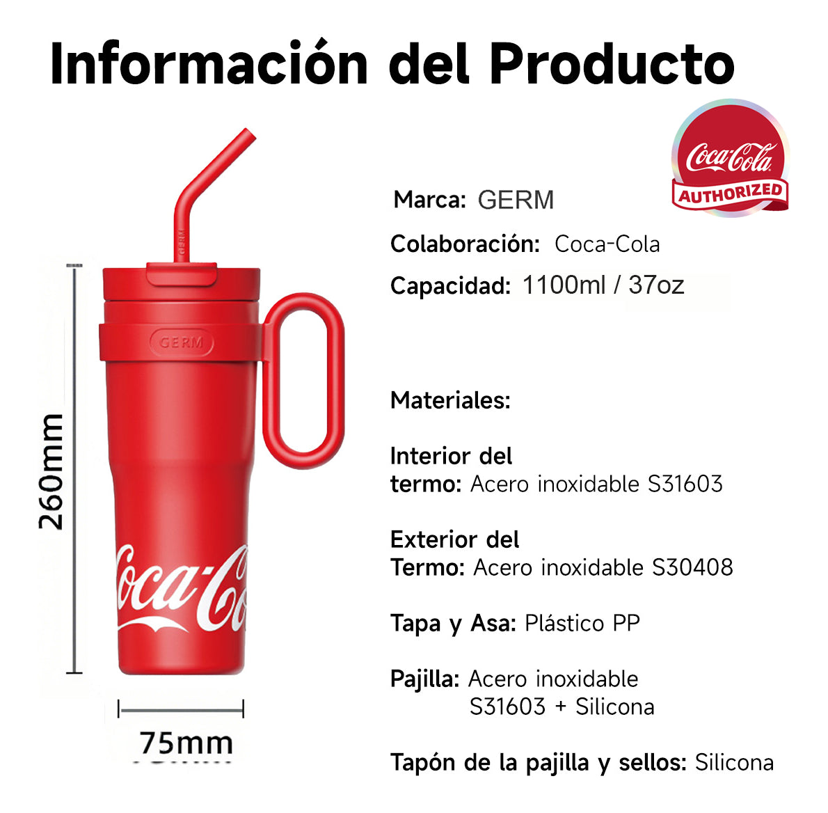 Vaso Térmico Grande 1100ml Edición Conjunta Coca-cola