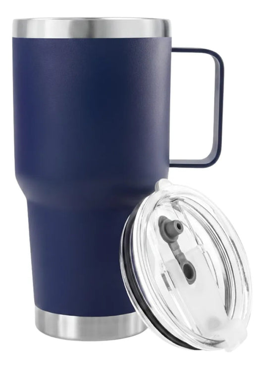 Termo tipo yeti 30 oz con asa color azul
