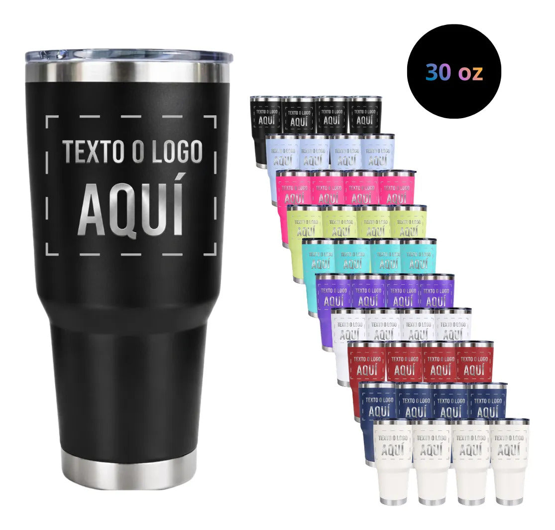 Termos tipo yeti 30 oz color negro con grabado