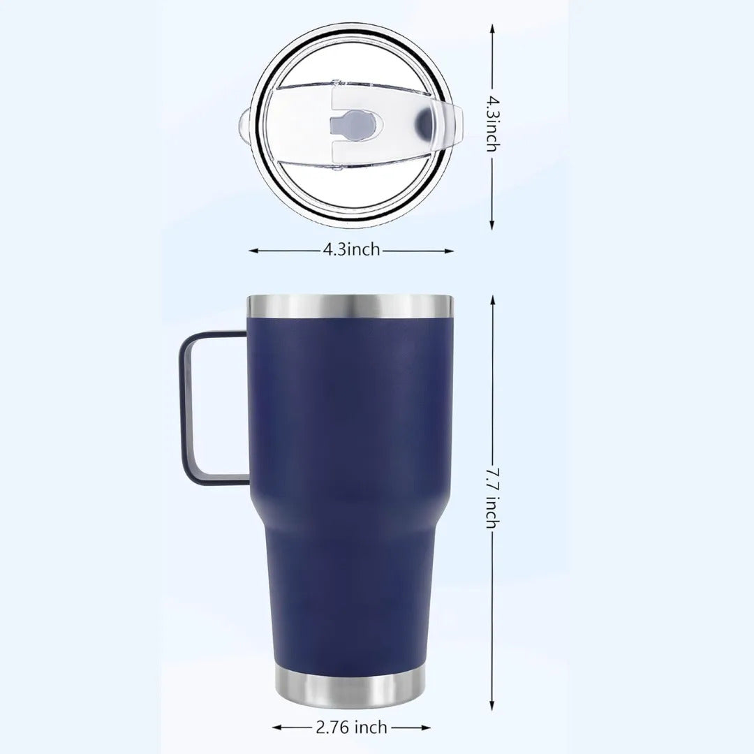 Termo tipo yeti 30 oz con asa color azul