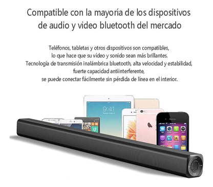 Barra De Sonido Bluetooth Recargable Bocina Negro 600mm