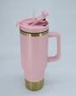 Termo tipo stanley 40 oz rosa con fondo dorado