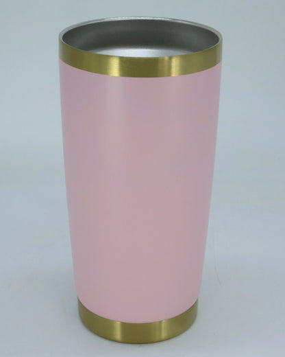 Termo tipo yeti 20 oz rosa con fondo dorado
