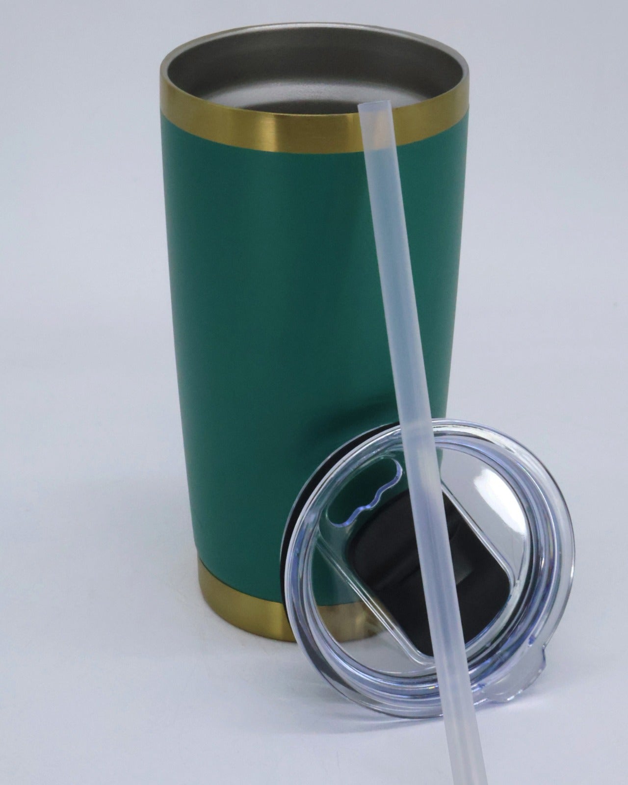 Termo tipo yeti 20 oz verde con fondo dorado