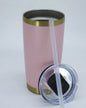 Termo tipo yeti 20 oz rosa con fondo dorado