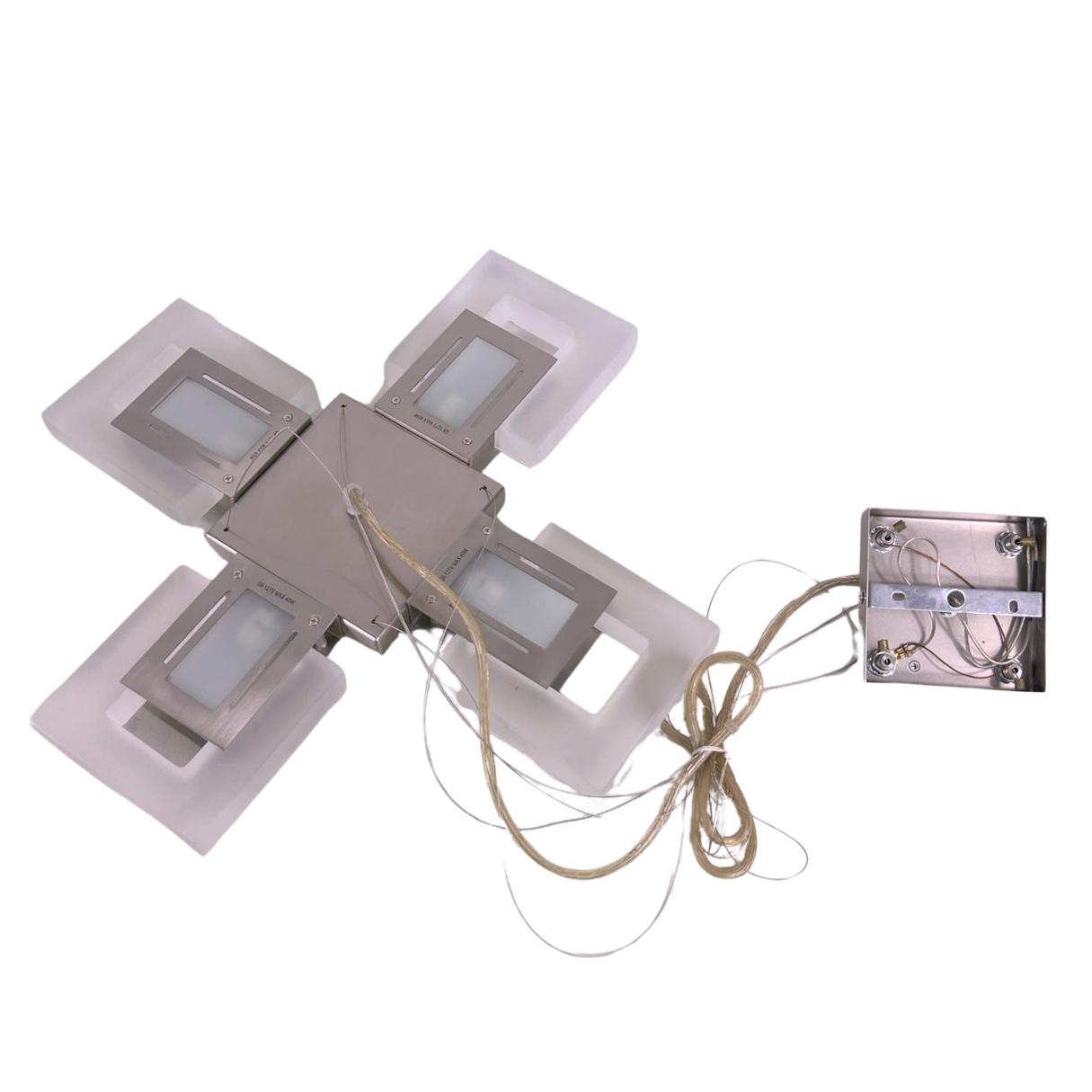 Candil LED Geométrico Cuadrado, Acabado Cromo y Cristal Esmerilado / P-8763-3PG