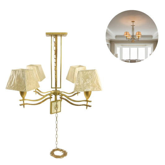 Candil Colgante de 4 Luces Estilo Clásico/Vintage con Pantallas de Tela / C15 TORREMOLINOS