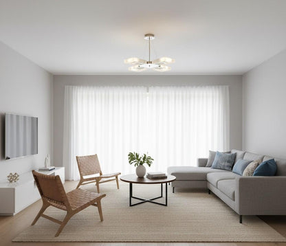 Candil LED Geométrico Cuadrado, Acabado Cromo y Cristal Esmerilado / P-8763-3PG